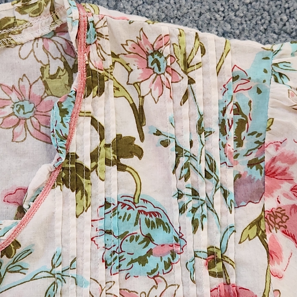 Ella Simone English Rose Robe Size Medium Colors Pink Blue Green White - Picture 4 of 10
